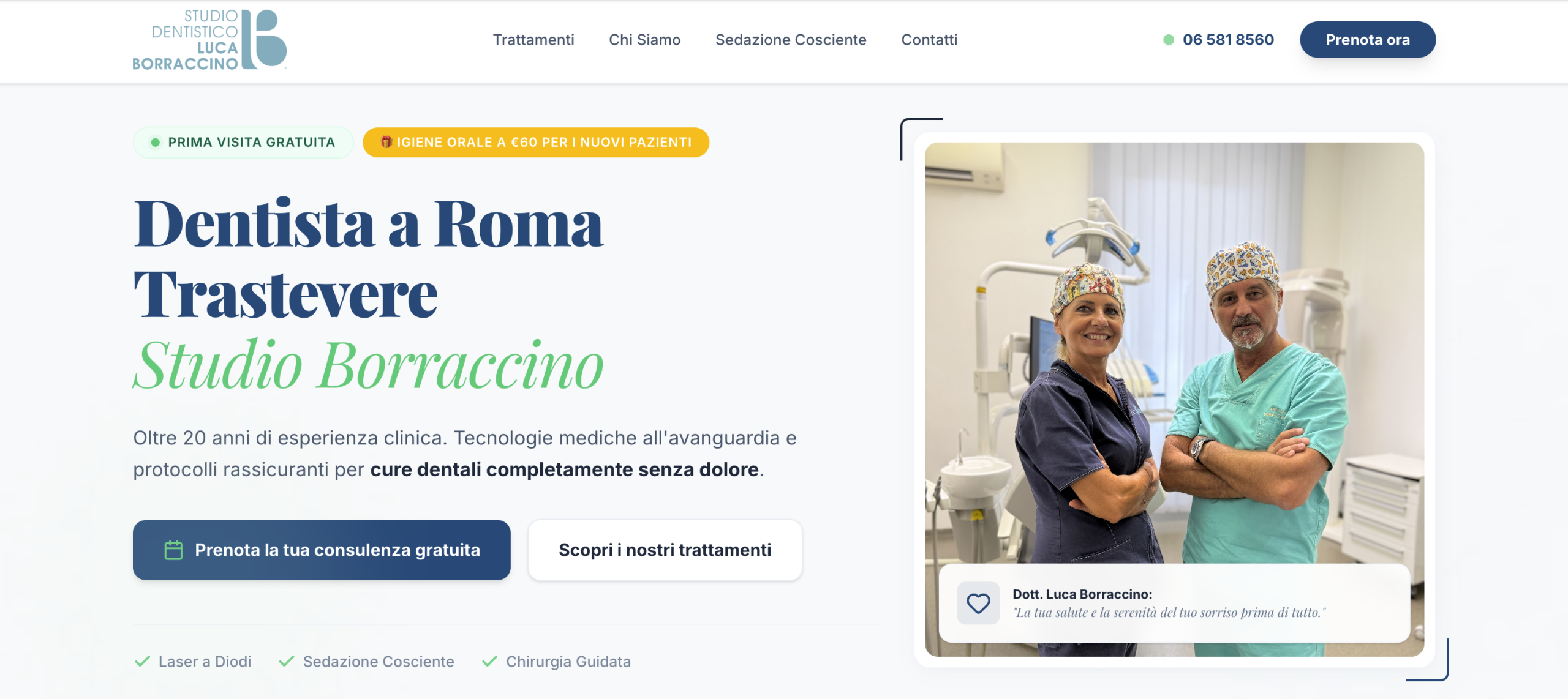 Anteprima sito Studio Dentistico Borraccino